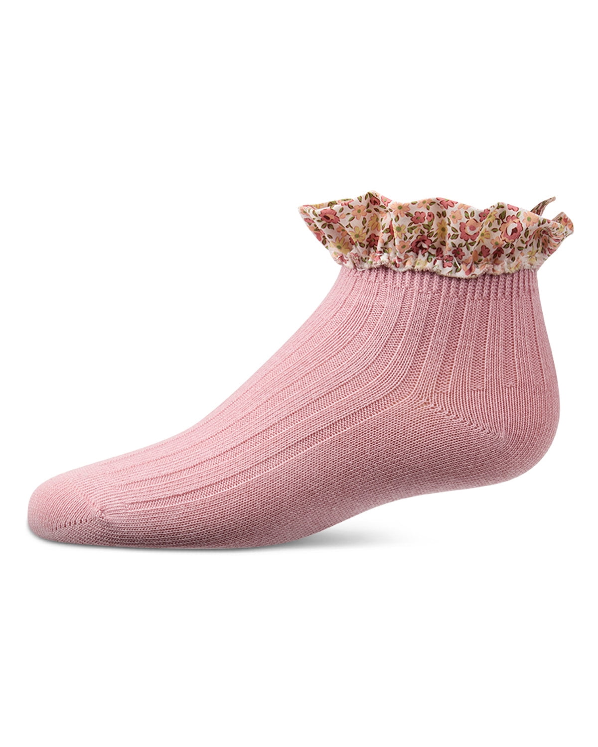 MeMoi Ribbed Cotton-Rich Floral Ruffle-Trimmed Ankle Sock - Girls ...