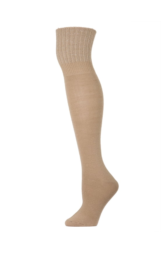 Ribbed Cuff Omni Cotton Blend Knee High Socks - Womens - Female