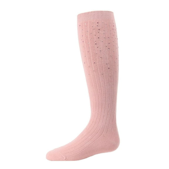 MeMoi  Ribbed Gemstone Knee High Socks - Girls - Female, 12, Blush Pink
