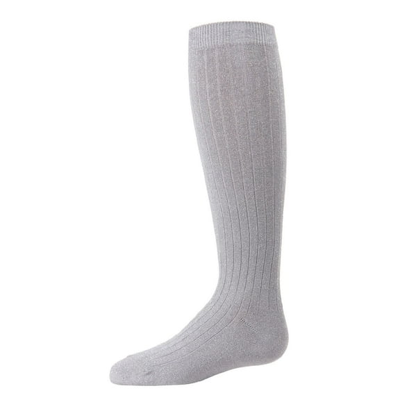 MeMoi  Ribbed Shimmer Knee-High Socks - Girls - Female, 10, Silver
