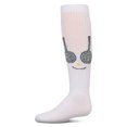 thumbnail image 1 of MeMoi Ribbed Stretch Cotton "Tennis Smiley Face" Knee Sock - Girls - Female, 8, White, 1 of 3