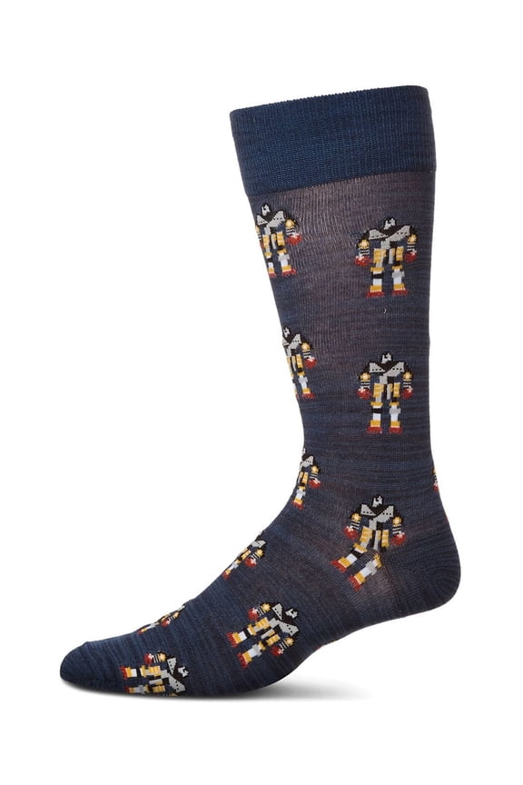 Robot Overlords Bamboo Blend Cartoon Men's Socks - Mens - Male, 10-13, Navy Blazer