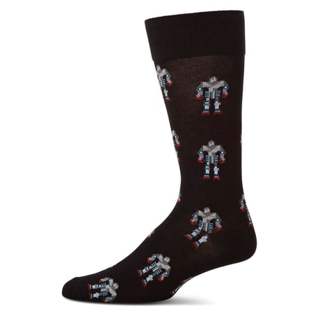 MeMoi Robot Overlords Bamboo Blend Cartoon Men's Socks - Mens - Male, 10-13, Black