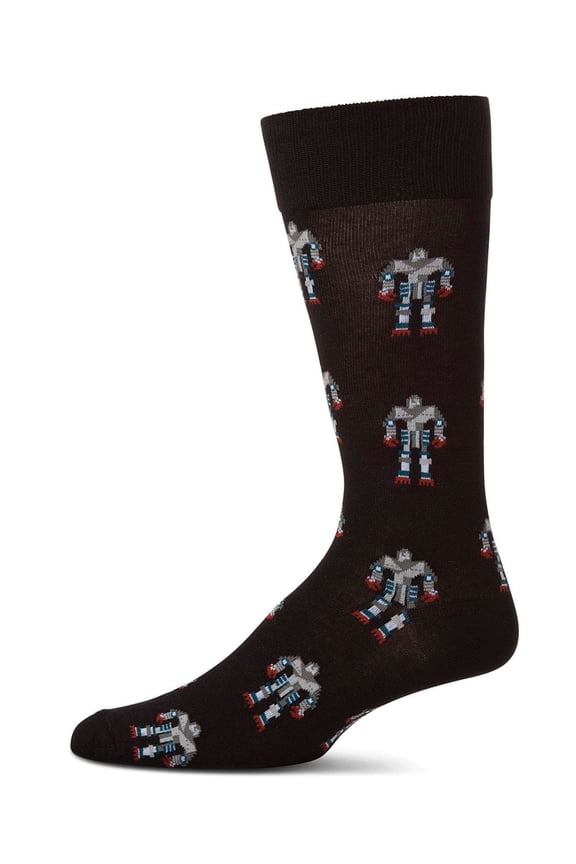 Robot Overlords Bamboo Blend Cartoon Men's Socks - Mens - Male, 10-13, Black