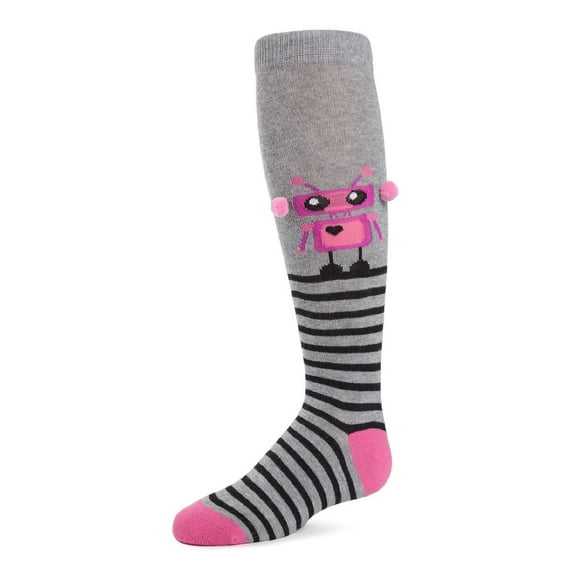 MeMoi Rockin' Robots Knee Socks - Girls - Female, 6, Light Gray