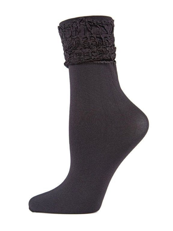 Romantic Ruffle Shimmer Ankle Socks - Womens - Female, One Size, Black