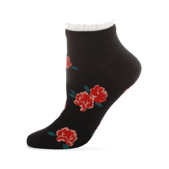 MeMoi Ruffle Rose Cotton Blend Low-Cut Socks - Womens - Female
