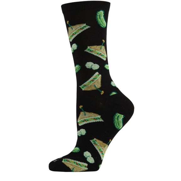 MeMoi Sandwiches Bamboo Blend Crew Socks - Womens - Female, 9-11, Black