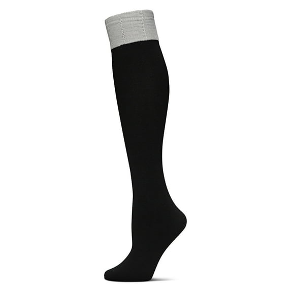 MeMoi Scalloped Edge Fleece Knee High Socks - Womens - Female, One Size, Black-Cabernet