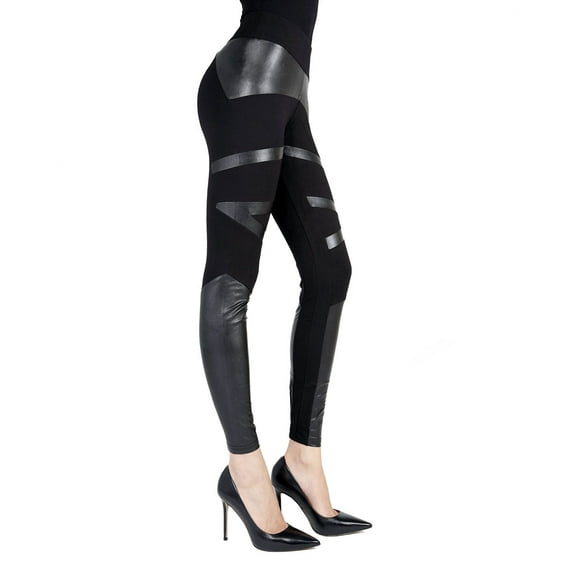 MeMoi Sexy Moto Pleather Accent Shaping Leggings - Womens - Female
