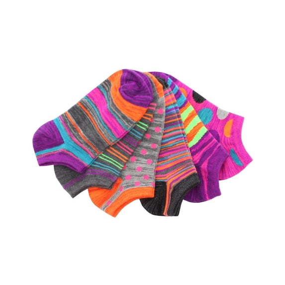MeMoi Shaded Contrast Low-Cut Socks 6 Pack - Womens - Female, One Size, Gray Heather