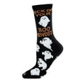 thumbnail image 1 of MeMoi Sick of Your Boo Sheet Ghostly Crew Socks - Womens - Female, 9-11, Black, 1 of 7