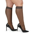 thumbnail image 1 of MeMoi Women's 2 Pair Pack Silky Sheer Curvy Knee Highs - Womens - Female, 3X/4X, Off Black, 1 of 12