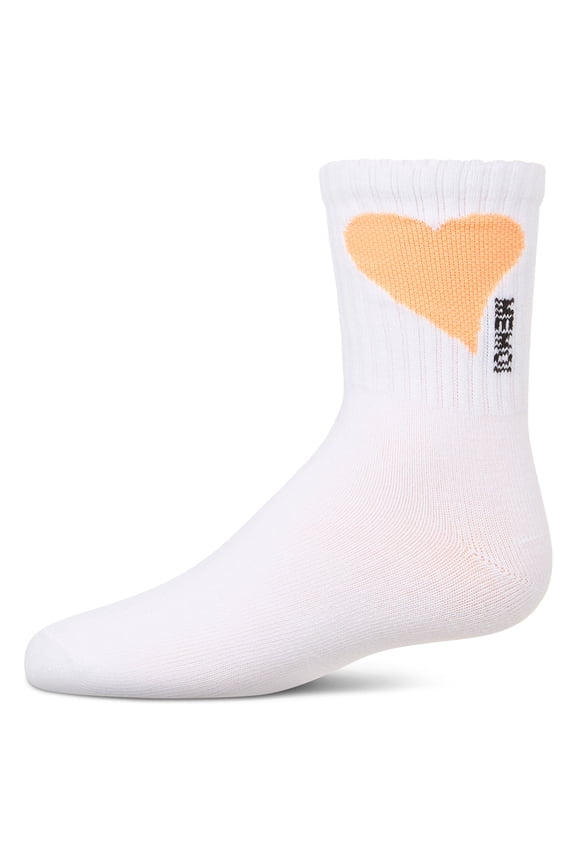 Single Heart Logo Crew Socks - Girls - Female, 12, White