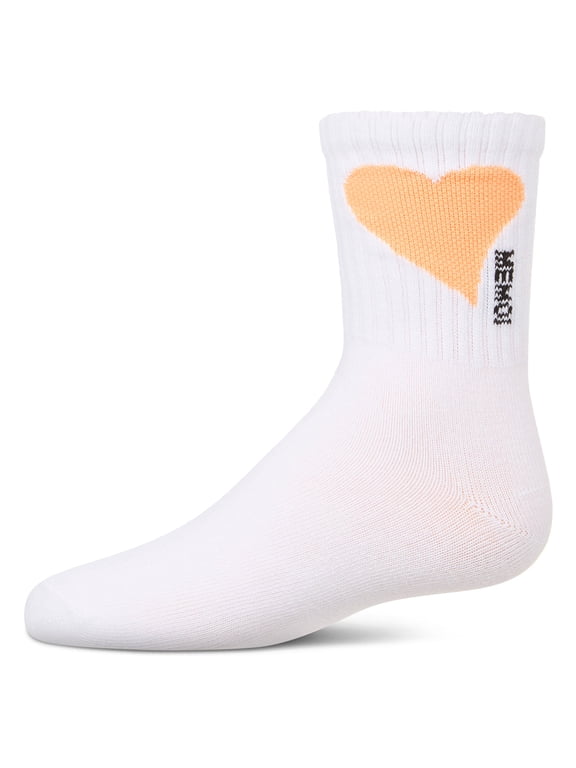 Single Heart Logo Crew Socks - Girls - Female, 8, White