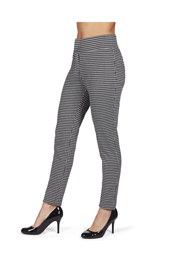 Slim Houndstooth Shaping Leggings - Womens - Female (L-XL, Black)