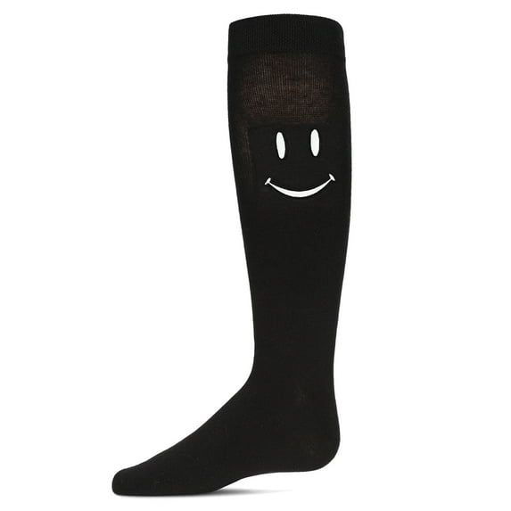 MeMoi Smiley Embossed Knee-High Socks - Girls - Female, 10, Navy