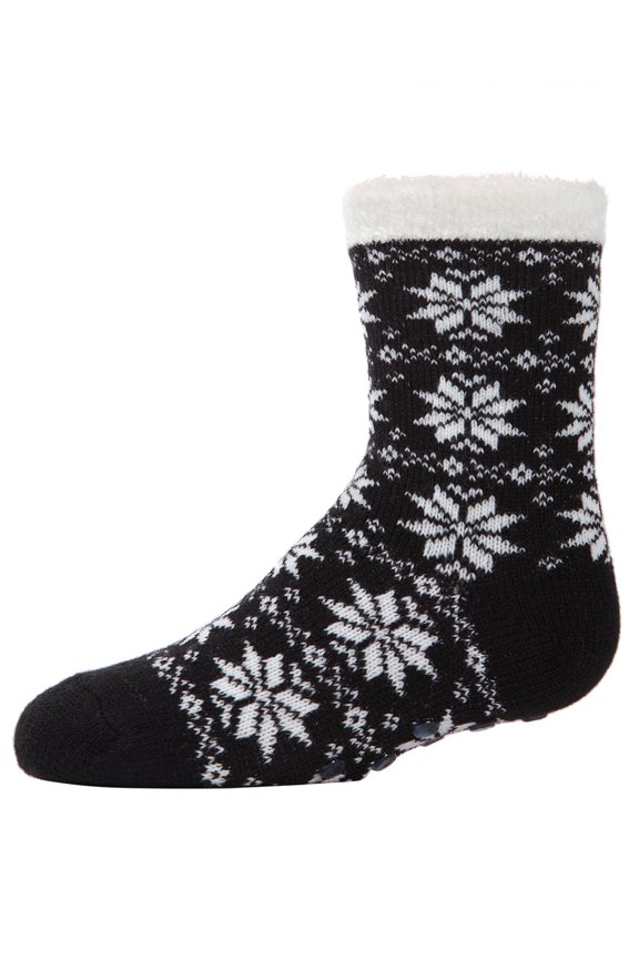 Snowflake Plush-Lined Cozy Socks - Girls - Female, 7-8, Black