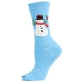 thumbnail image 1 of MeMoi Snowman & Bird Holiday Crew Socks | Christmas Socks By MeMoi One Size 9-11 / Blue, 1 of 3