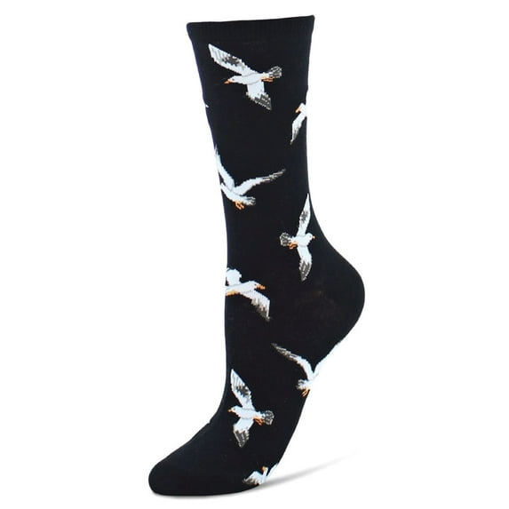 MeMoi Soaring Seagulls Bamboo Blend Crew Socks - Womens - Female, One Size, Black