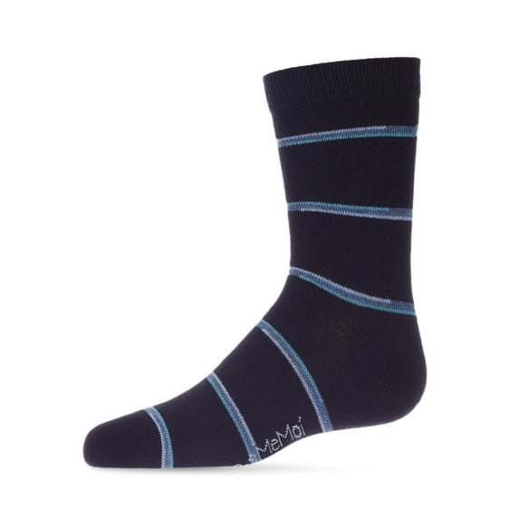 MeMoi Spacedye Stripe Cotton Blend Crew Sock - Boys - Male, 8-9, Navy