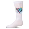 thumbnail image 1 of MeMoi Girls Colorful "Splatter Heart" Ribbed Cotton-Blend Knee High Sock - Girls - Female, 2, White, 1 of 3