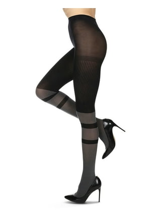 Petite Point Sheer Fashion Tights - Elegant Accent by M/L / ME-112 Black 