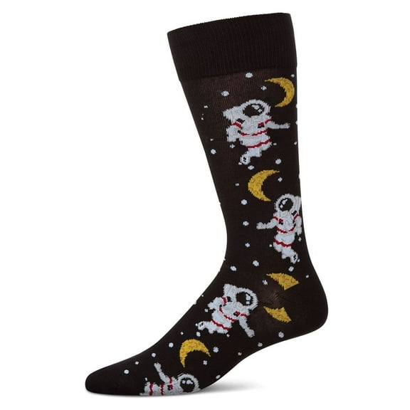 MeMoi Stellar Moonwalk Astronaut Men's Bamboo Blend Crew Socks - Mens - Male, 10-13, Black