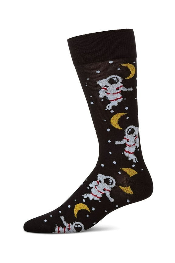 Stellar Moonwalk Astronaut Men's Bamboo Blend Crew Socks - Mens - Male, 10-13, Black
