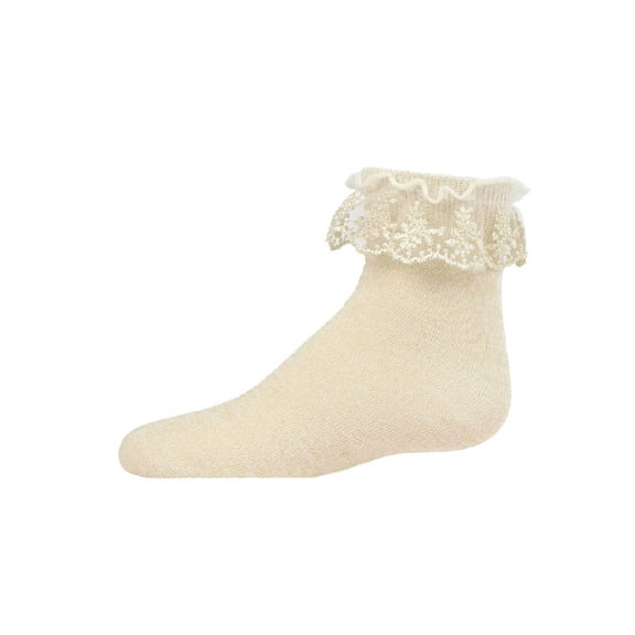 MeMoi  Step and Shimmer Ruffle Anklet Socks - Girls - Female, 0, Winter White