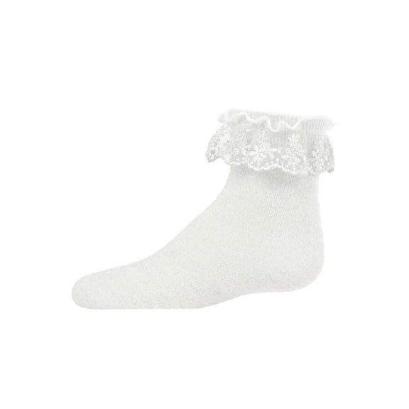 MeMoi  Step and Shimmer Ruffle Anklet Socks - Girls - Female, 2, White