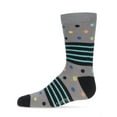 thumbnail image 1 of MeMoi Stripe Dot Combo Cotton Blend Crew Sock - Boys - Male, 7 8, Gray, 1 of 8