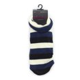 thumbnail image 1 of MeMoi StripeTone Fuzzy Lined Bootie Slipper Socks - Womens - Female, Medium/Large, Navy, 1 of 2