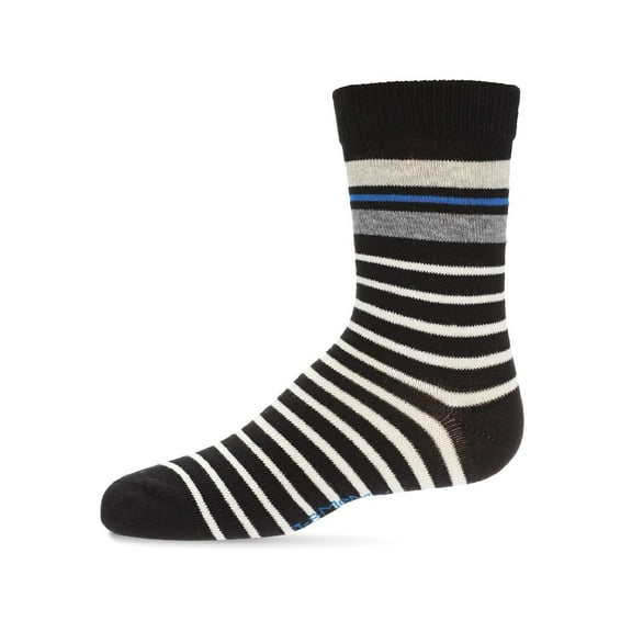 MeMoi Boys Striped Cotton-Rich Fine-Gauge Crew Sock - Boys - Male, 8-9, Black