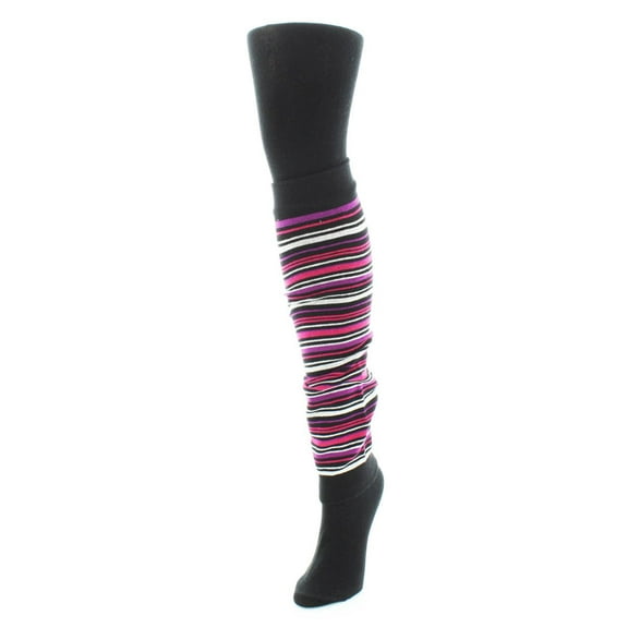 MeMoi Stripesation Legwarmer/Flatknit Cotton Blend Sweater Tights - Womens - Female (Small/Medium, Black/Black)