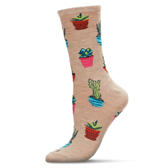 MeMoi Succ It Up Succulents Bamboo Blend Crew Socks - Mens - Male