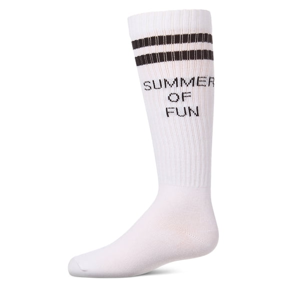 MeMoi Girls "Summer Of Fun" Cotton Blend Varsity-Stripe Knee High Sock - Girls - Female, 14, Black
