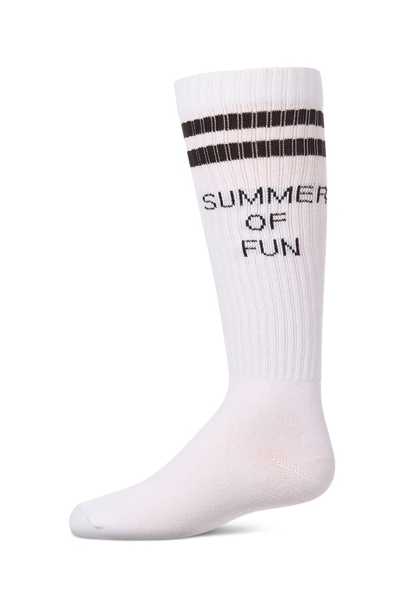 Girls "Summer Of Fun" Cotton Blend Varsity-Stripe Knee High Sock - Girls - Female, 2, Black