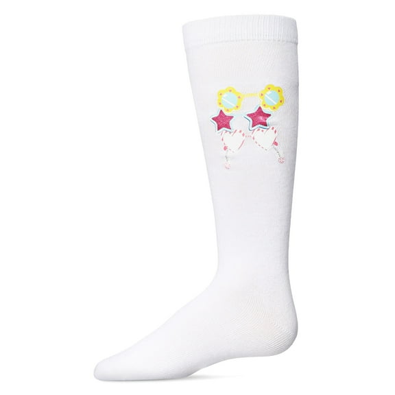 MeMoi Sunglass Envy Cotton Blend Knee High Socks - Girls - Female, 12, White