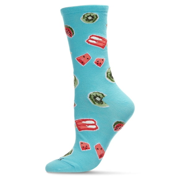 MeMoi Sweet & Fruity Bamboo Blend Crew Socks - Womens - Female, 9-11, Seafoam