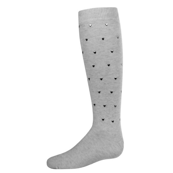 MeMoi  Sweetheart Studded Knee-High Socks - Girls - Female, 6, Light Gray