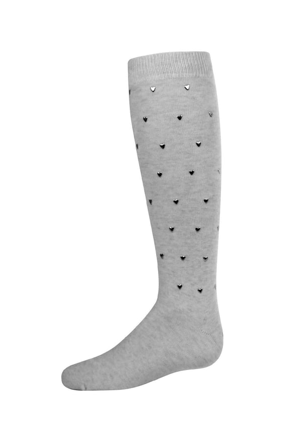 Sweetheart Studded Knee-High Socks - Girls - Female, 4, Light Gray