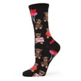 thumbnail image 1 of MeMoi Teddy Bear Love Bamboo Blend Crew Socks - Womens - Female, One Size, Black, 1 of 1