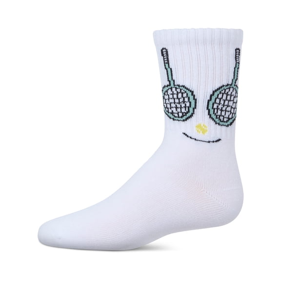 MeMoi  Tennis Smiley Face Crew Socks - Girls - Female, 2, White