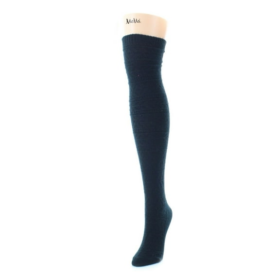 MeMoi Textured Fair Isle Over The Knee Socks - Womens - Female, One Size, Black