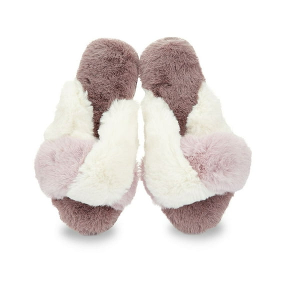 MeMoi The Rita Plush Open-Toe Slippers - Womens - Female (Small, Taupe)