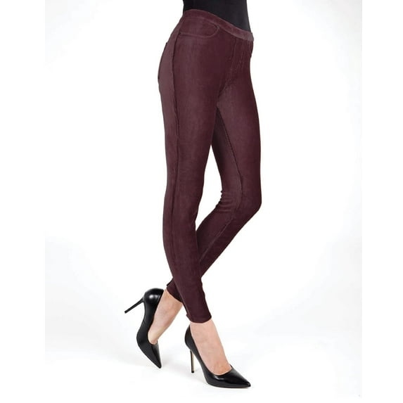 MeMoi Thin-Rib Slim-Cut Stretch Corduroy Leggings - Womens - Female, S-M, Plum