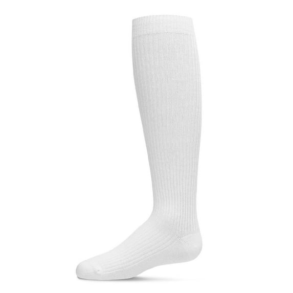 MeMoi Thin Ribbed Cotton Blend Knee High Sock - Girls - Female, 4, White