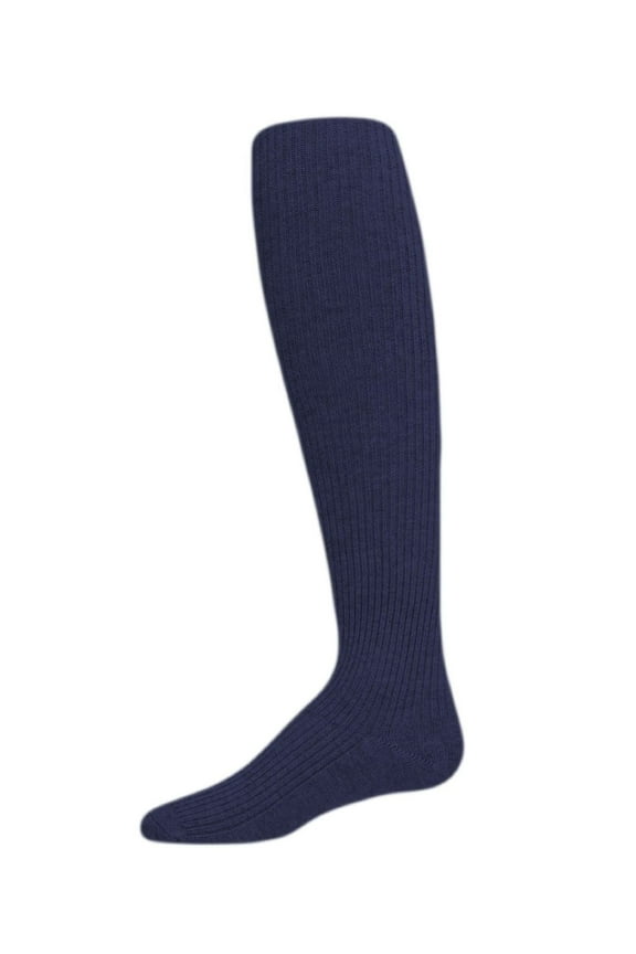 Thin Ribbed Cotton Tights - Girls - Female, 8, Navy