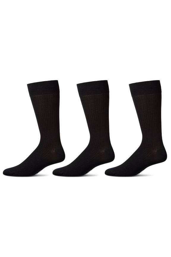Thin Ribbed Men's Mercerized Cotton Socks 3 Pack - Mens - Male, 13-15, Black